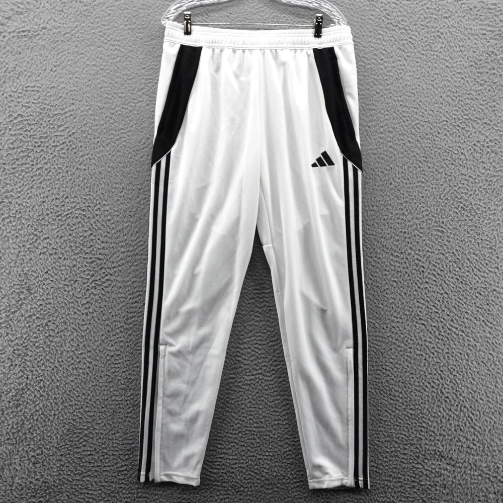 Adidas Mens Size Large Tiro 24 Track Pants White Black Soccer Training NEW